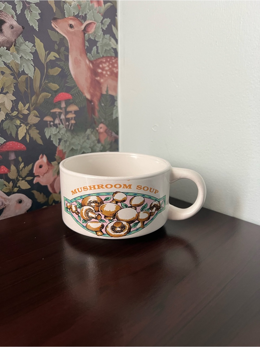 Mushroom Soup Ceramic Soup Mug - White